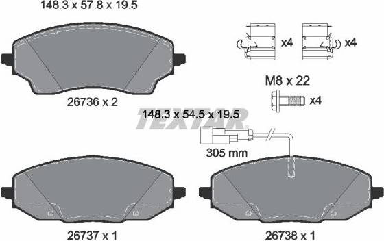 Textar Brake Pad Set Disc Brake 2673601