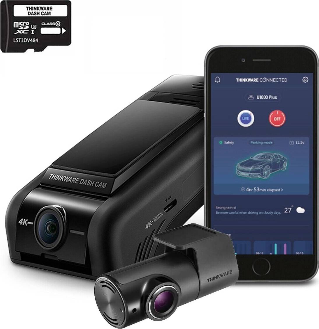 Dash cam Thinkware U1000 Plus 4K 2160P Front & 2K Rear Dash Cam