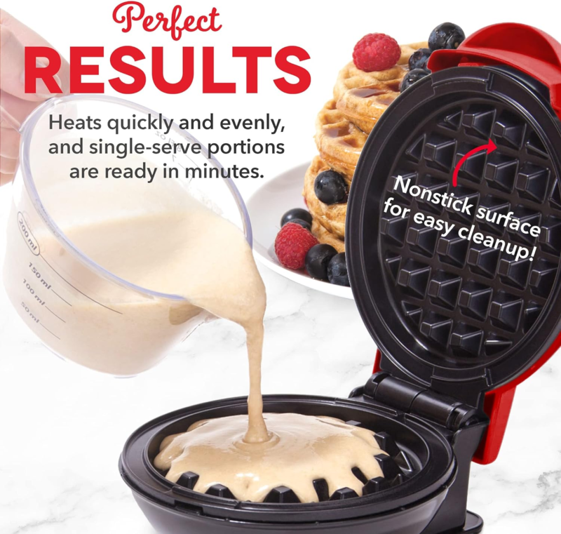 Compact Non-Stick Mini Waffle Maker 2 Pack