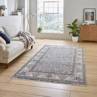 Think Rugs Traditional Vintage Border Rug 80 x 300 Blue cm