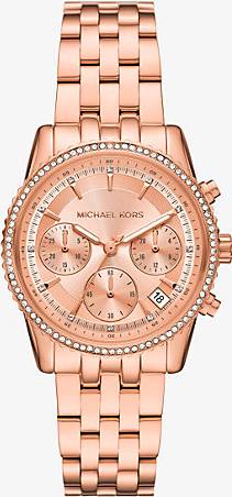 Michael Kors MK Mini Ritz Pavé Rose Gold-Tone Watch