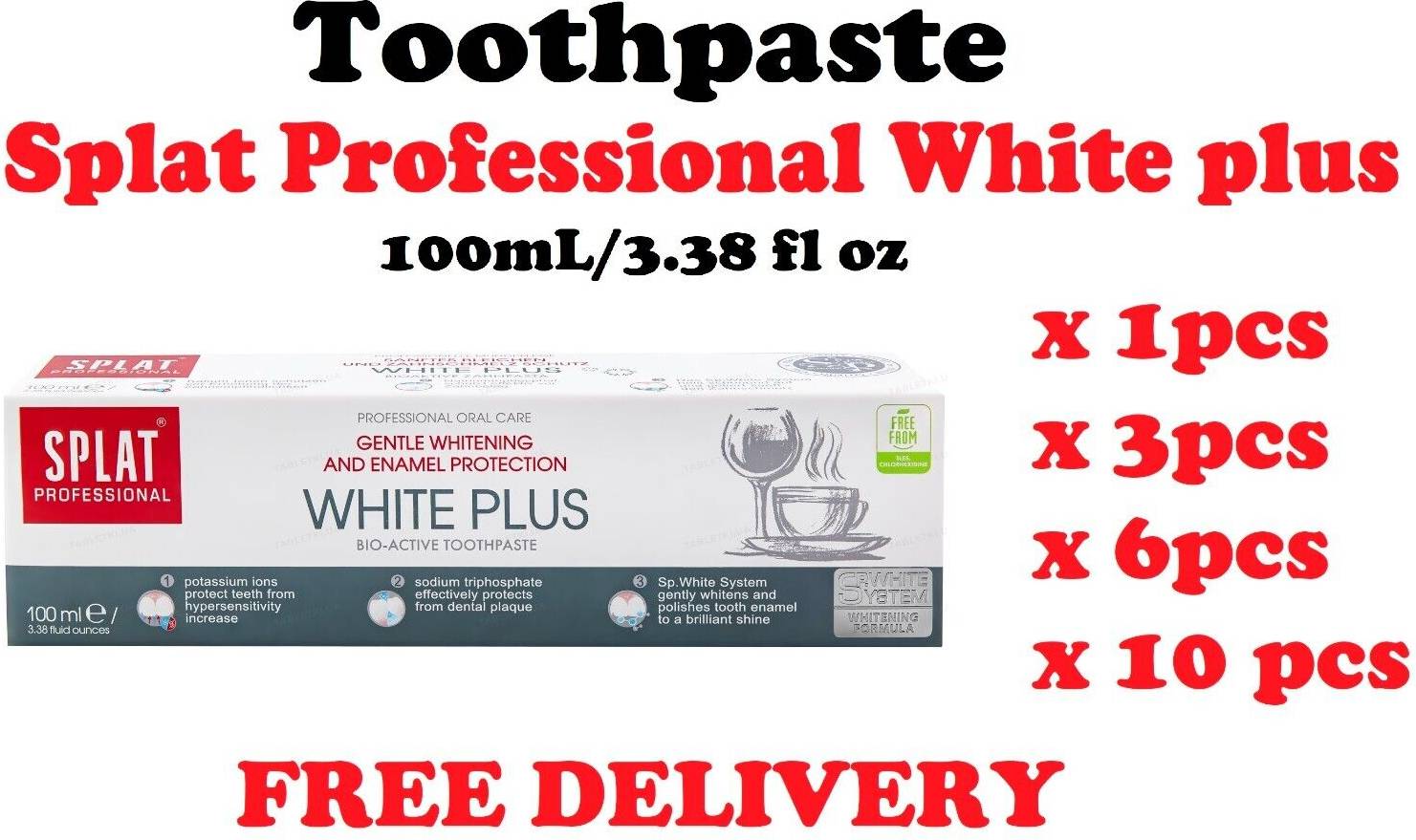 Toothpaste Splat Professional White Plus 1-10 Pcs 100ml