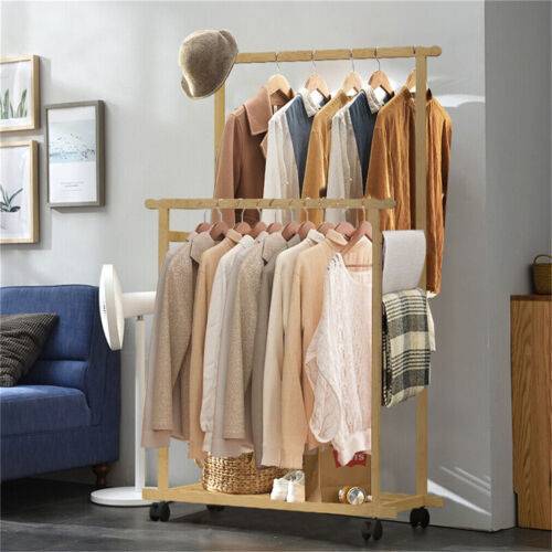 Double clothing rack Unho Double Rod Rolling Rail Trouser Clothes Rack