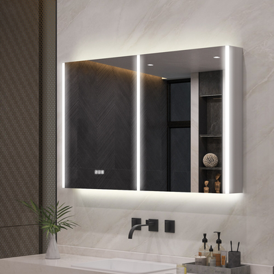 Bathroom mirror with led lights Forclover 48-Inches x 30-Inches Lighted LED Fog Free Surface Mount