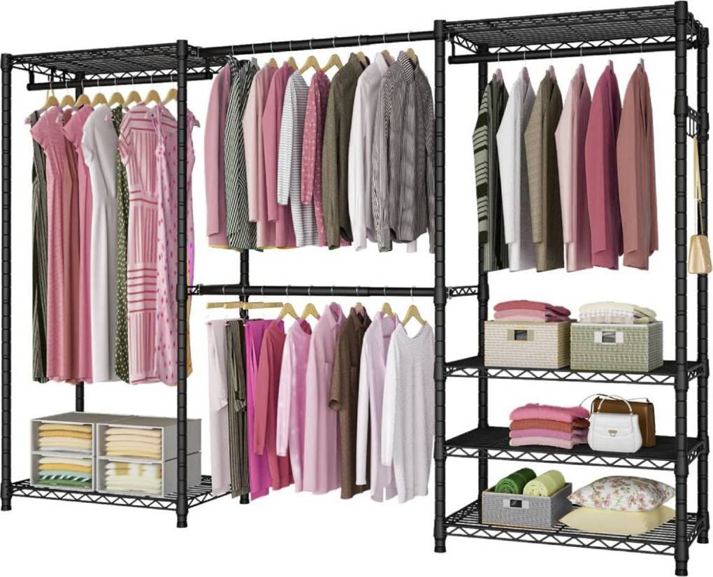 71 Inch Metal Clothing 870 Lbs Adjustable Garment Rack