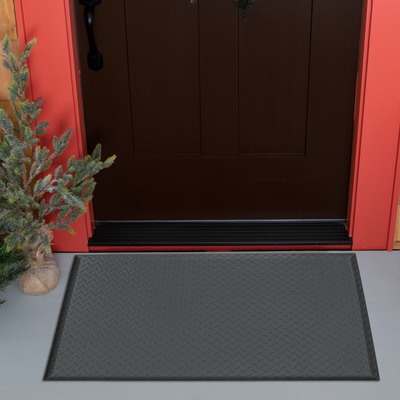 Project Source 2-ft x 3-ft Diamond Polyester Rectangular Indoor Decorative Utility Mat in Gray Gray