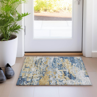 Addison Rugs Premium Washable Super Soft Abstract Modern Mayfield Rug 1'8" x 2'6" Blue