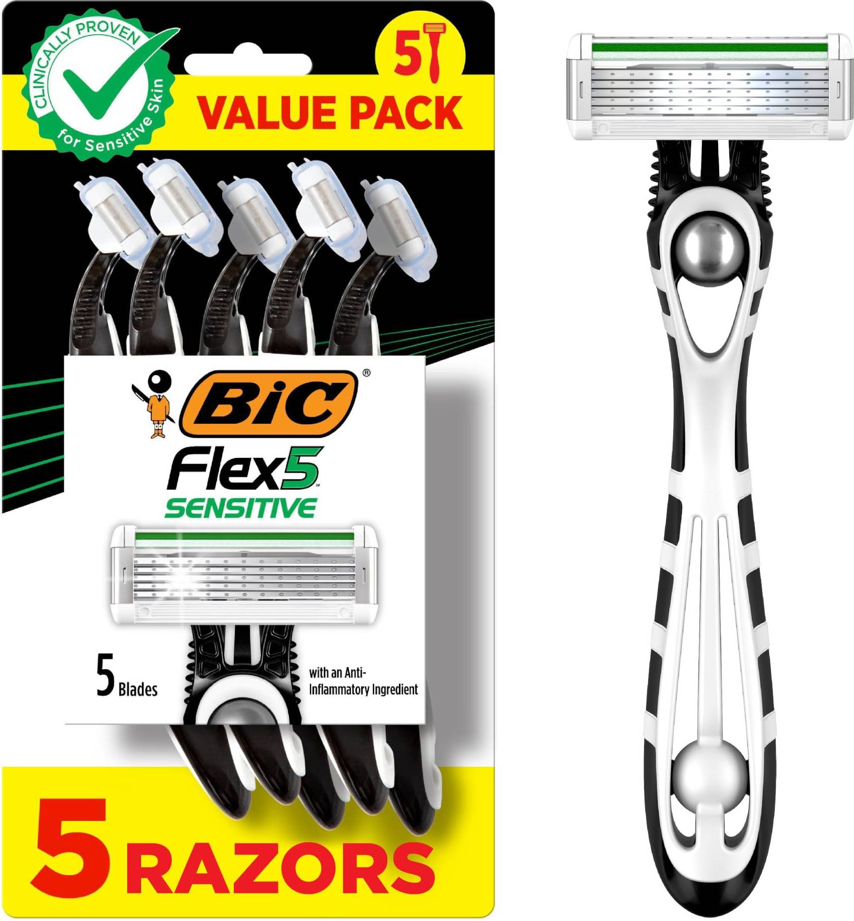 Bic Flex 5 Sensitive Disposable Razor 5-Count