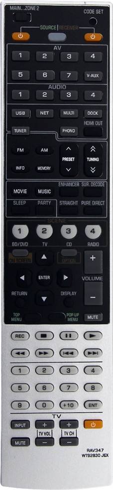 Sodial Rav347 WT92830JEX Replaced Remote Control for AV Receiver RX-V1067BL1487