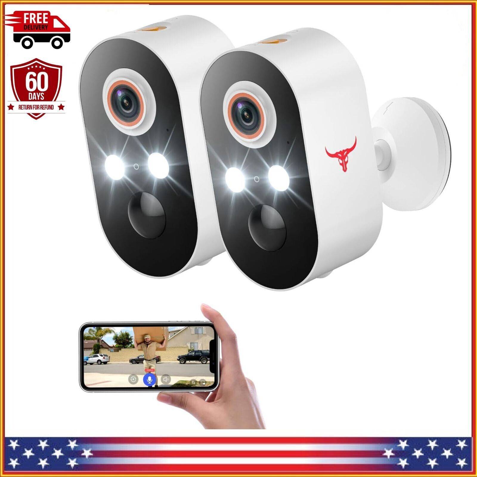 Outdoor security cameras Wireless Security Camera System 2 Pack