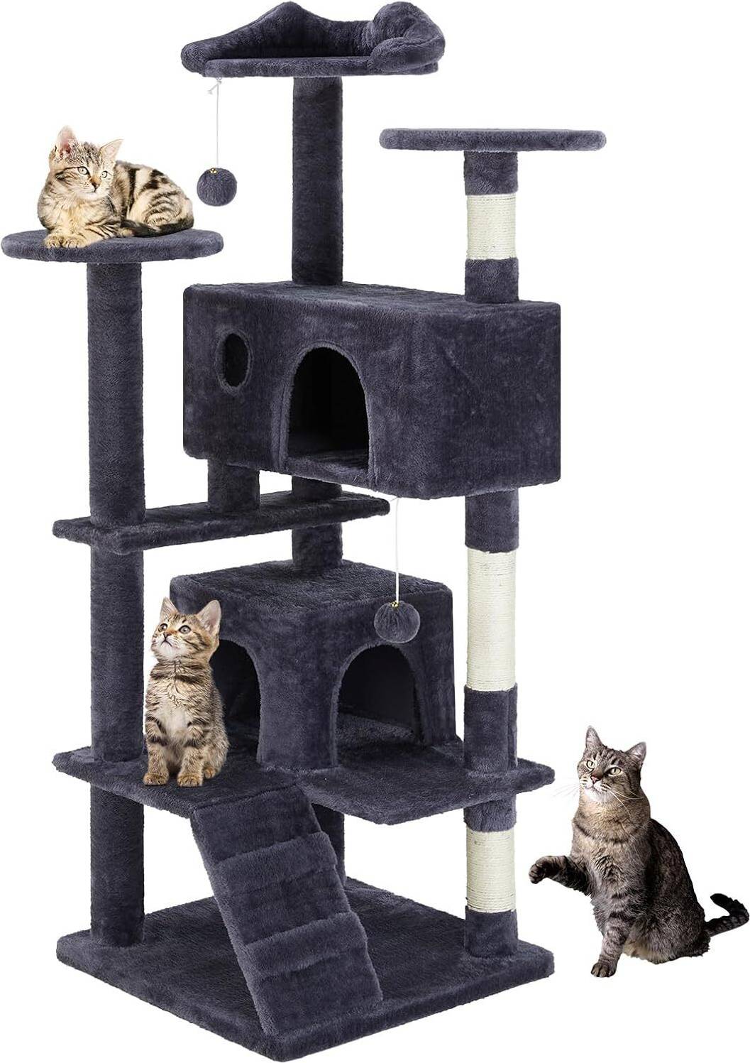 Cat Tree Cat Tower 54 Inch with Scratching Posts 3 Condos