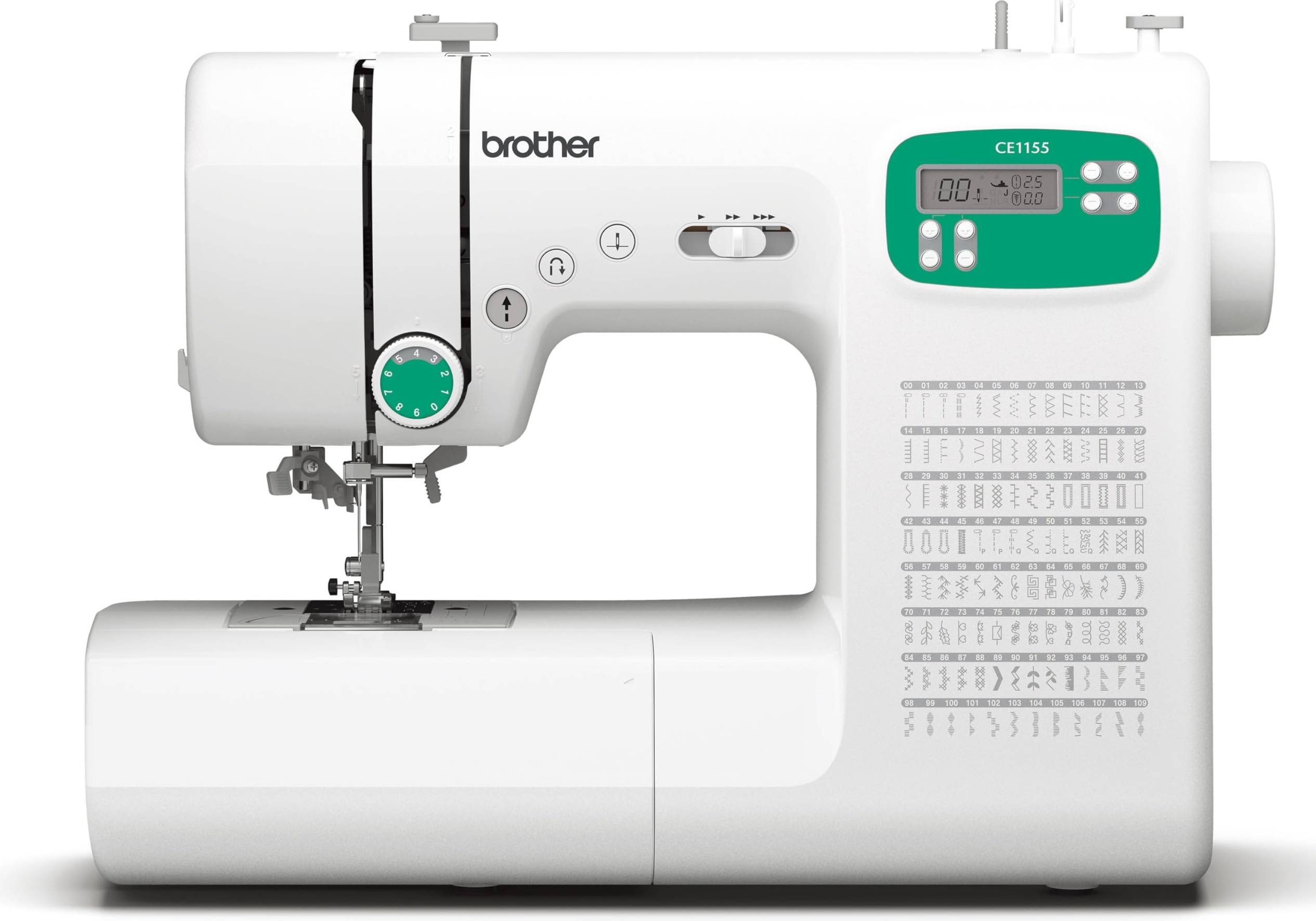 Brother CE1155 Computerized Sewing Machine 110 Built-in Stitches LCD Display 7 Included Feet