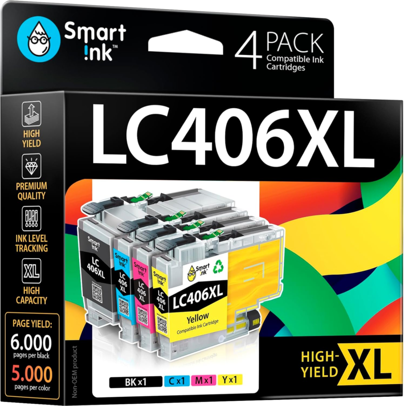 Tank printer Brother Smart Ink Compatible Ink Cartridge Replacement for Brother LC406 XL - Multicolor