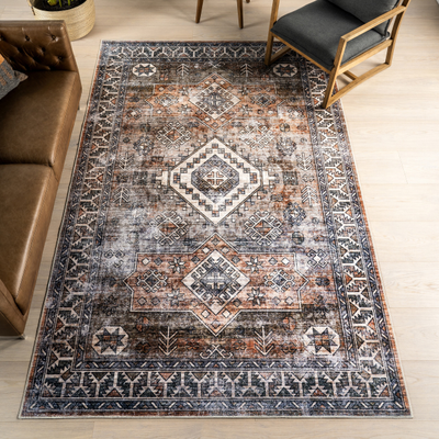 Nuloom Layana SplashGuard Geometric Machine Washable Area Rug 6 x 6 Square Red