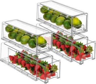 Sorbus Small Clear Stackable Pull-Out Drawers 2 Pack Kitchen Storage