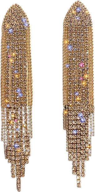 Shein Rhinestone Tassel Drop Earrings