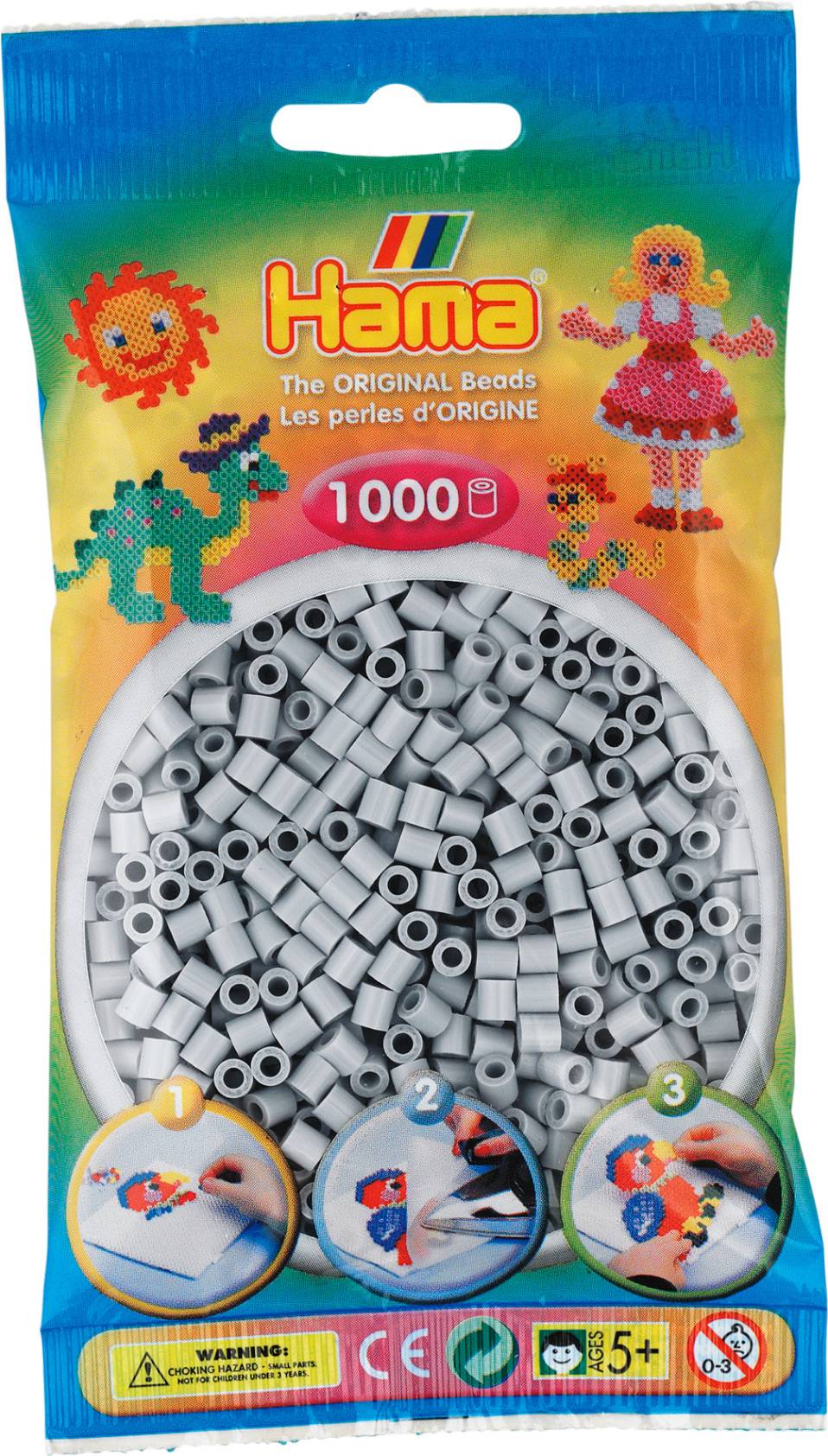 Hama Beads Midi - Light gray 1000pcs.