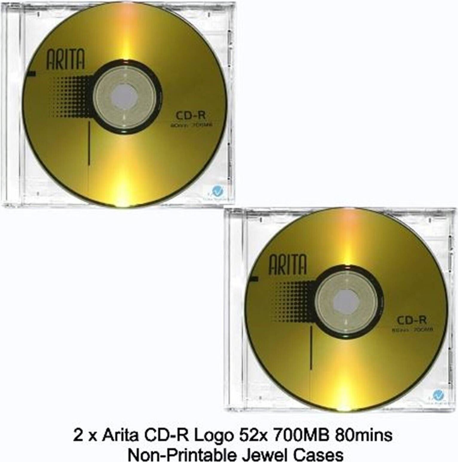 Arita Ritek CD-R 52x Speed 80 Min CD Discs 700MB Non Printable Jewel Cases