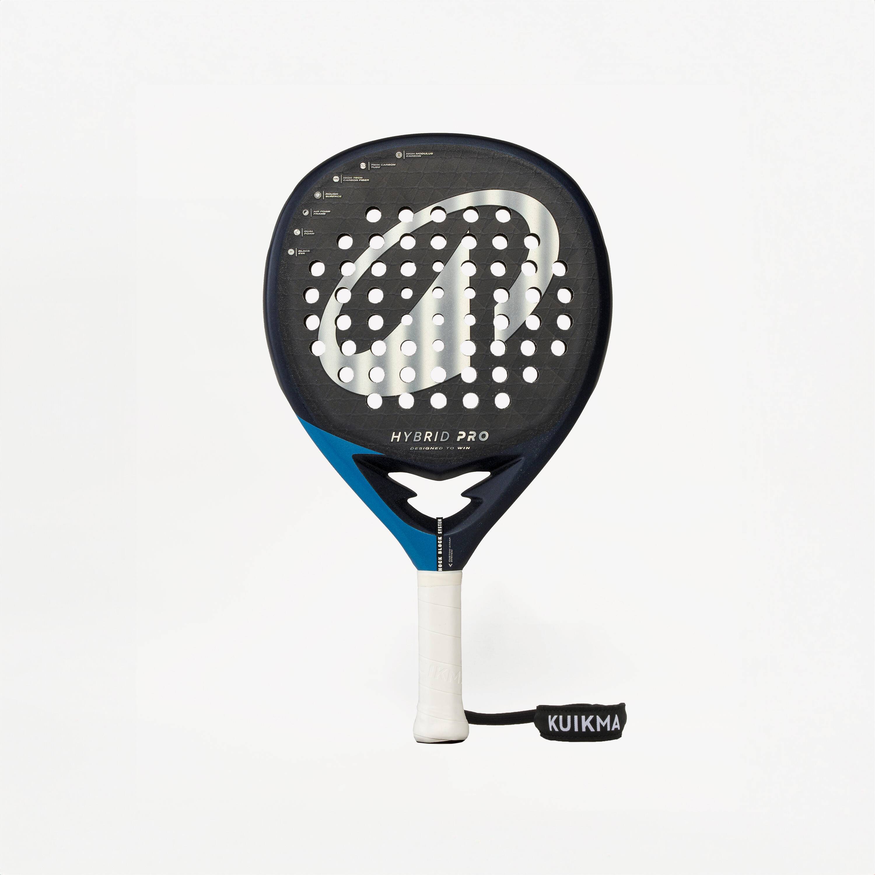 Padel racket hybrid Kuikma Adult Padel Racket Hybrid Pro With Custom Strap System Indigo Blue