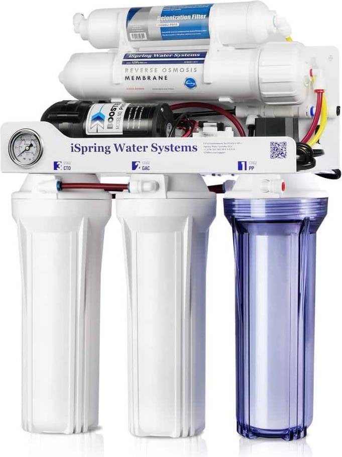 Reverse osmosis water systems iSpring Water Systems ISPRING Tankless 5-Stage 150 GPD De-Ionization Reverse Osmosis Water Filtration System