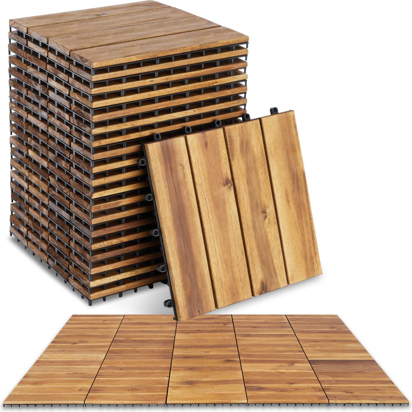 tectake 20-Piece Outdoor Tile Set with Click System