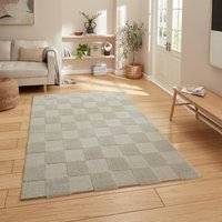 Think Rugs Modern Geometric Checkerboard Rug 120 x 170 cm Silver