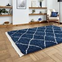 Think Rugs Boho Berber Style Rug 160 x 230 cm Navy Blue