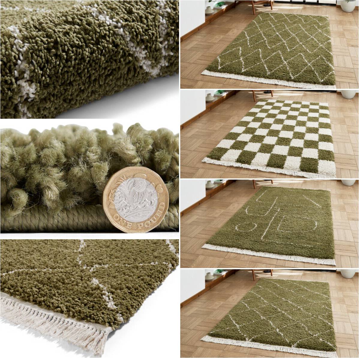 Think Rugs Shaggy Rug 4.5 cm Green cm