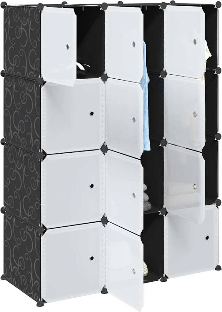 vidaXL Storage Cube Organiser with 12 Cubes and Hanging Rods Shelving System