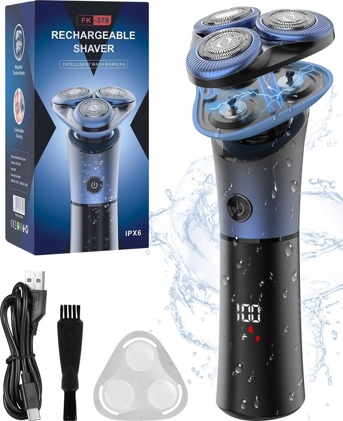 INF Multifunctional Rotating Floating Electric Shaver Blue