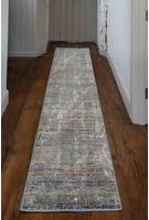 Kukoon Runner Rug Beige Blue Abstract Distressed Long Hallway Rugs 60cm x 240cm