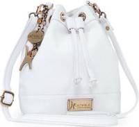 Catwalk Collection Handbags Rochele Small Leather Drawstring Cross Body Bucket Bag - White