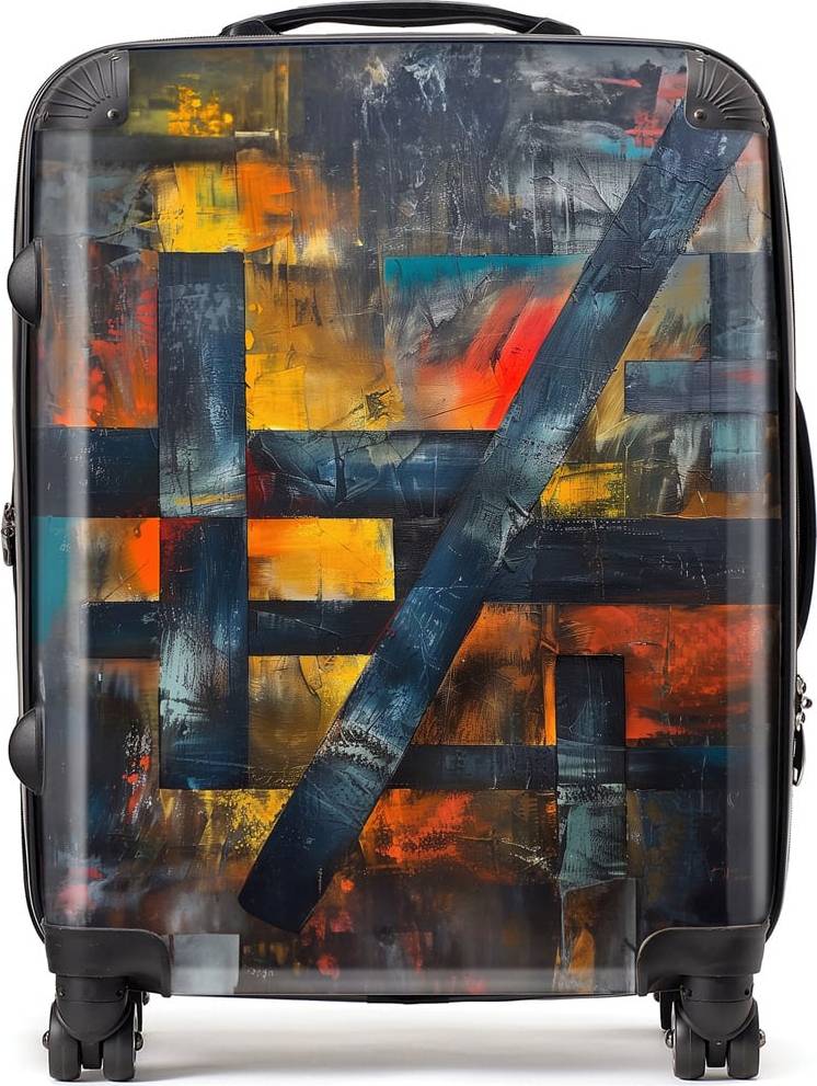 Warren Reed Designer Large Geometric Interplay Abstract Patterns Suitcase Purple