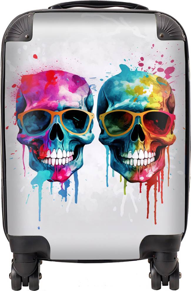 Warren Reed Designer Small Splashart Happy Skeletons Suitcase