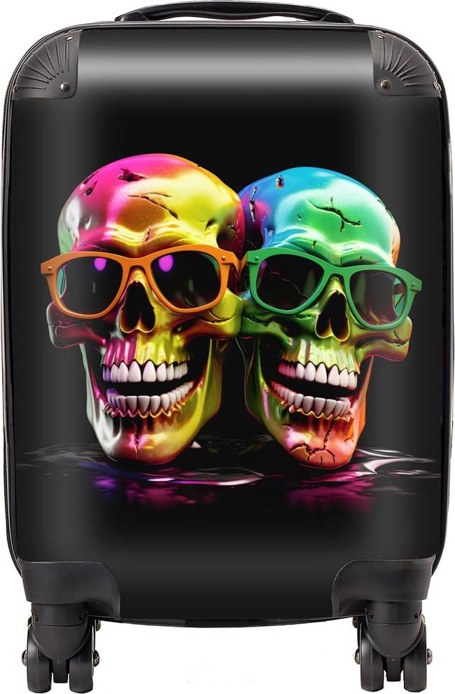 Warren Reed Small Happy Skeletons In Sunglasses Suitcase