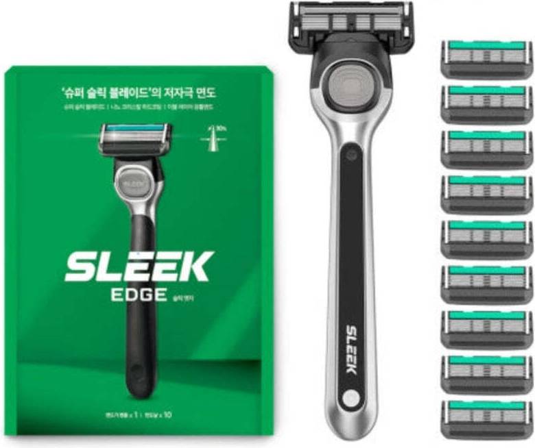 Sleek Edge Shaving Razor 1 Handle 10 Cartridges Set