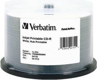 Verbatim CD-R White Inkjet Printable Disc 50