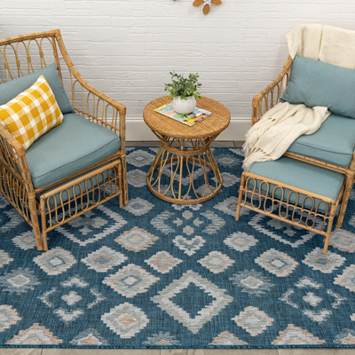 Polypropylene outdoor rugs Origin 21 Diamond 8 x 10 ft Loomed Polypropylene Rectangular Outdoor Area Rug Blue