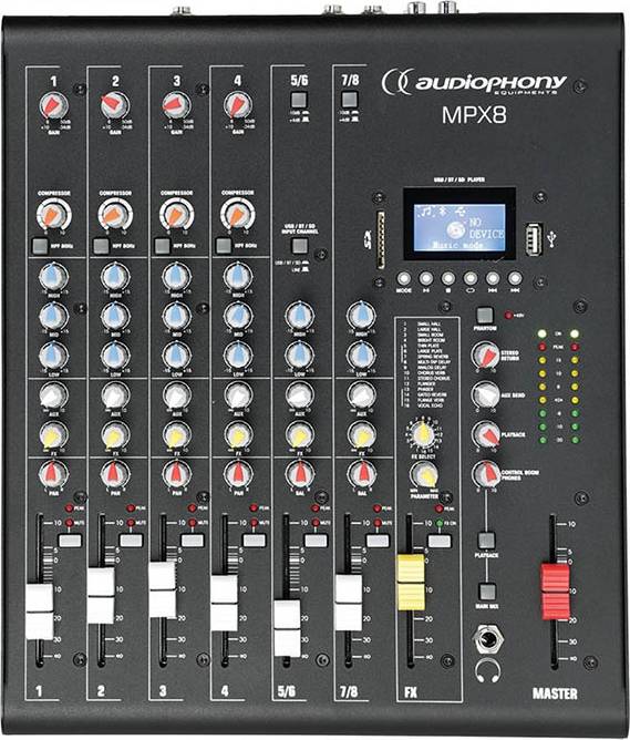 Compact 8 Channel Mixer with USB/SD & Bluetooth