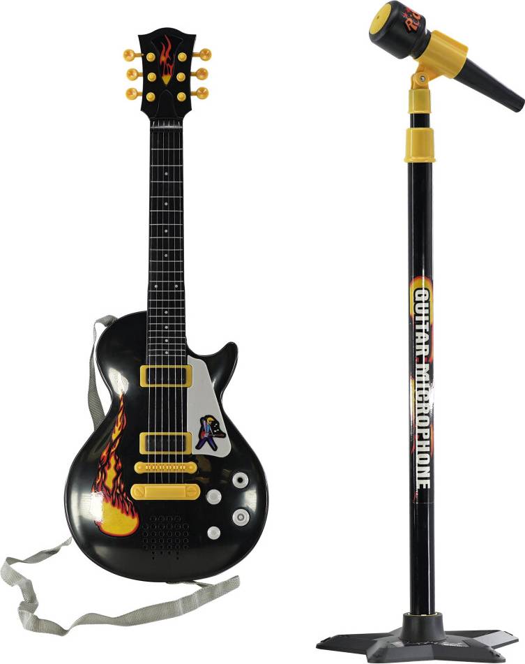 Kids' 22 Inch Electric Guitar & Extendable Microphone Set