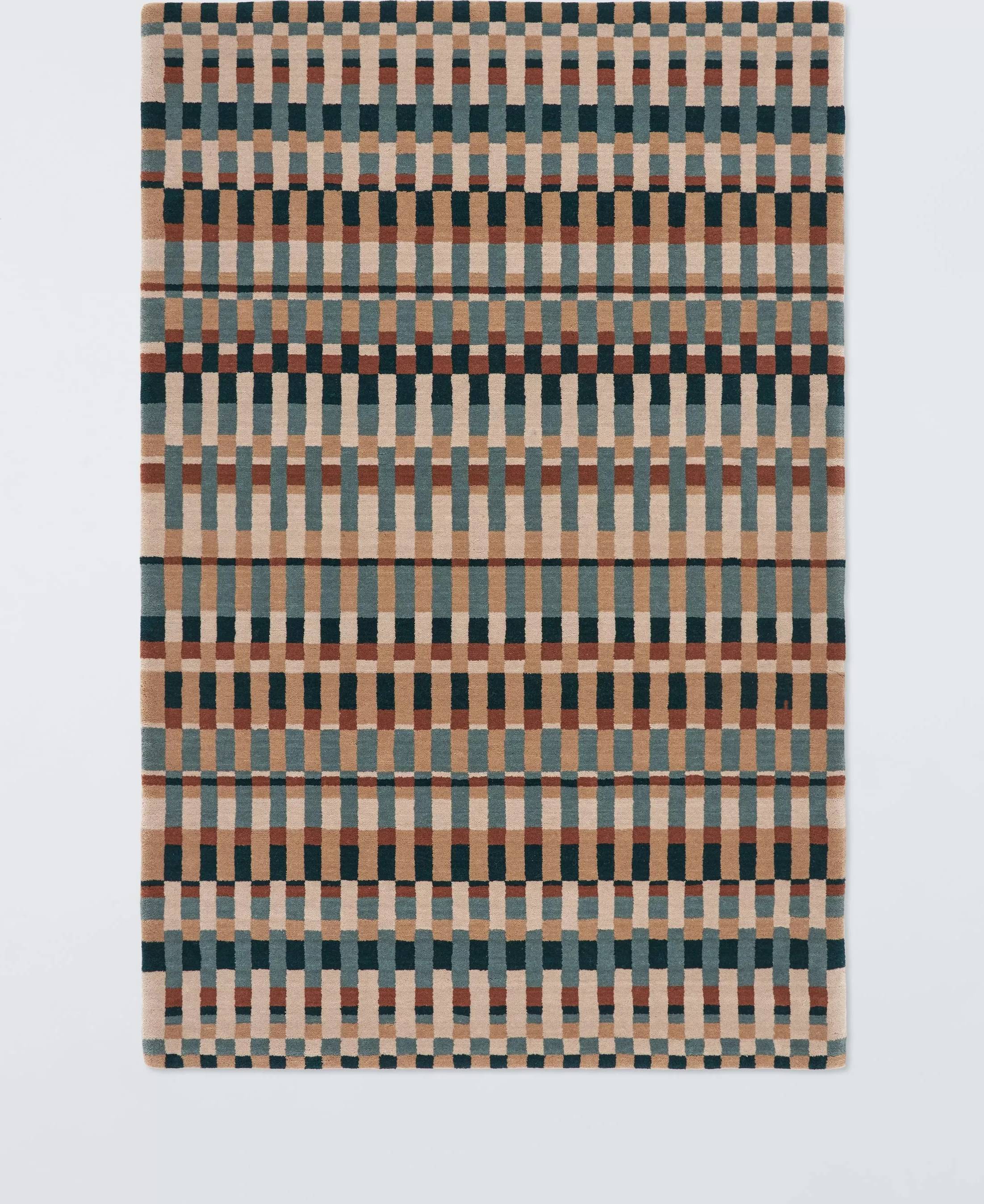 John Lewis Parallel Check Pure Wool Rug Multi