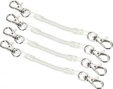 Uxcell Plastic Retractable Coil Spring Keychain Strap - White