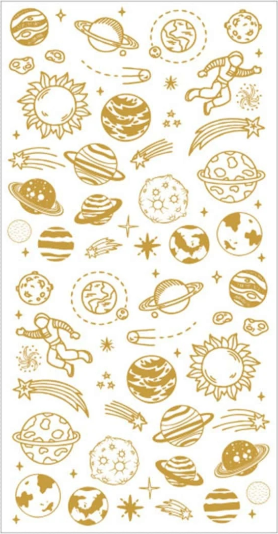 Shein 1pc Metallic Planet Pattern Assorted Sticker, Creative Multi-purpose Sticker For DIY Craft, Painting Decoration
