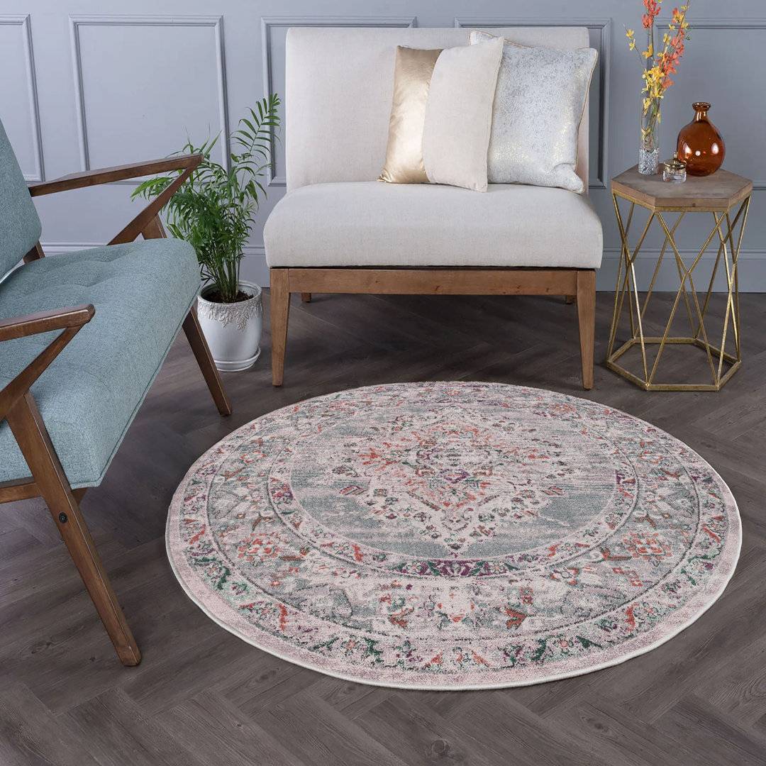 Langley Street Round Noemi No Pattern Machine Woven Multicolor Area Rug 80 cm