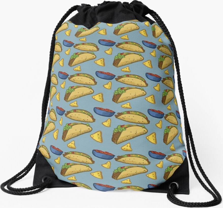 Famgem Drawstring Bag Taco Time Sport Gym Shoe Backpack