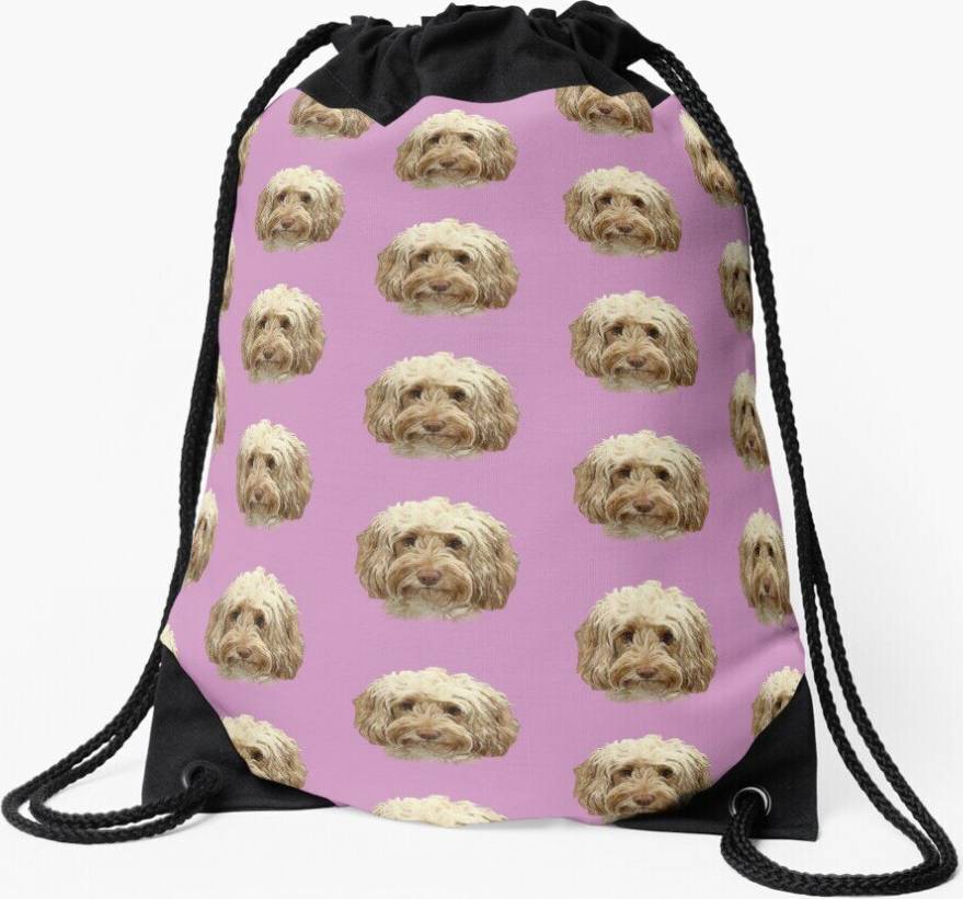 Famgem Drawstring Bag Apricot Cockapoo Dog Sport Gym Shoe Backpack
