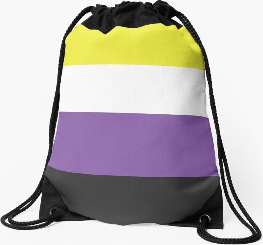 Famgem Drawstring Bag Nonbinary Pride Flag Sport Gym Shoe Backpack