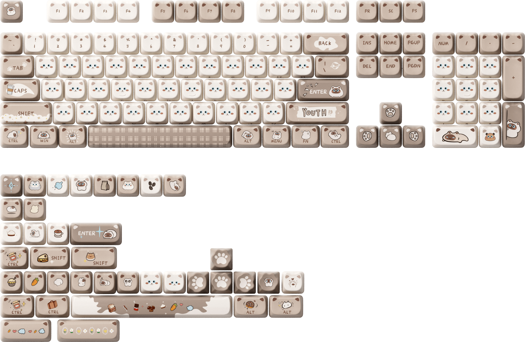 Akko Siamese Cat Keycap Set 142 Keys