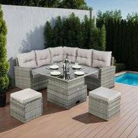 Rattan corner garden sofa Home Garden Direct Rattan Corner Sofa - Grey