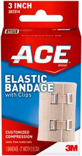 ACE 3 Inch Elastic Bandage With Clips Beige